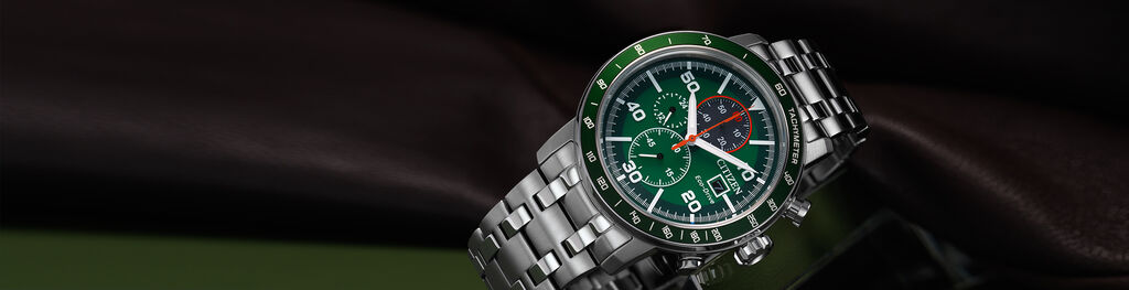 Men's chronograph watch banner, featuring Brycen model CA0851-56X.